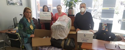 Primera entrega de material en la Inmobiliaria Sur, como apoyo a los damnificados en Ucrania